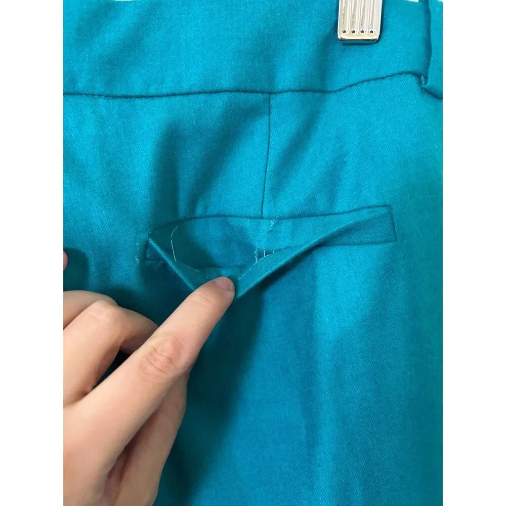 J Crew Cafe Capri 100% Wool Pants women's 6 Cuffed Cropped blue turquoise spring